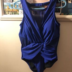 Violet Mesh Cut-Out One-Piece